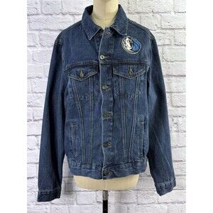 Dallas Mavericks Mavs Jean Jacket MEDIUM Embroidered Denim Trucker Dark Wash NBA